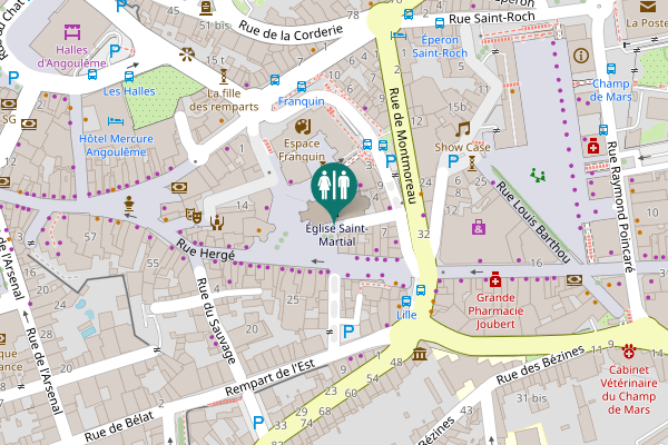 Map showing location of Rue de l'Église Saint-Martial Toilet