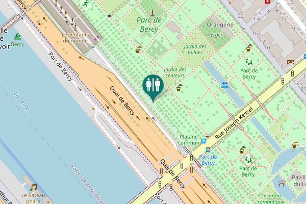 Map showing location of Quai de Bercy Toilet