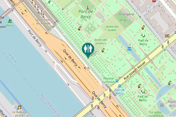 Map showing location of Quai de Bercy Toilet