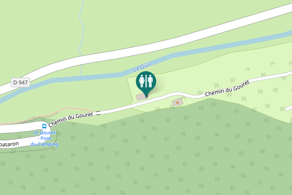 Map showing location of Chemin du Gouret Toilet