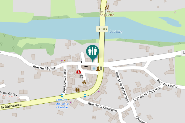 Map showing location of Place des Anciens Combattants Toilet