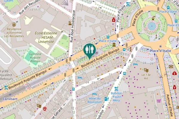 Map showing location of Paris Toilet