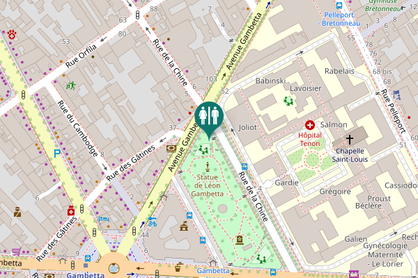 Map showing location of Rue de la Chine 4 Toilet
