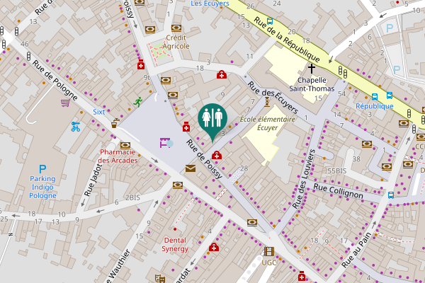Map showing location of Rue de la Procession 1 Toilet