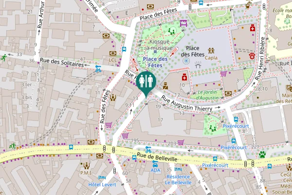 Map showing location of Rue du Pré Saint-Gervais 13 Toilet