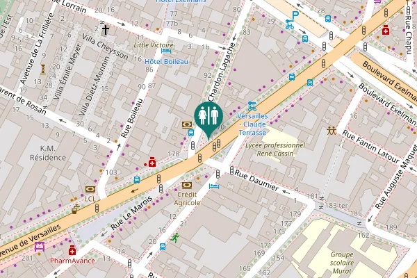 Map showing location of Avenue de Versailles 170 Toilet