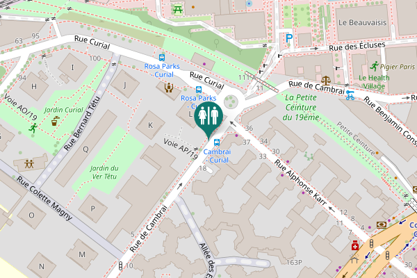 Map showing location of Rue de Cambrai 20 Toilet