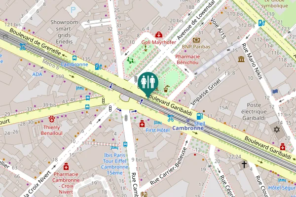 Map showing location of Boulevard Garibaldi 1 Toilet
