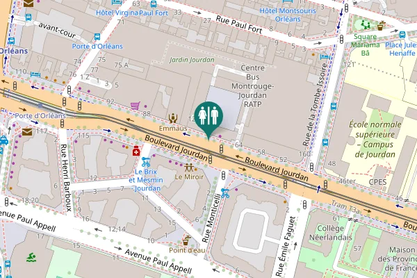 Map showing location of Boulevard Jourdan 70 Toilet