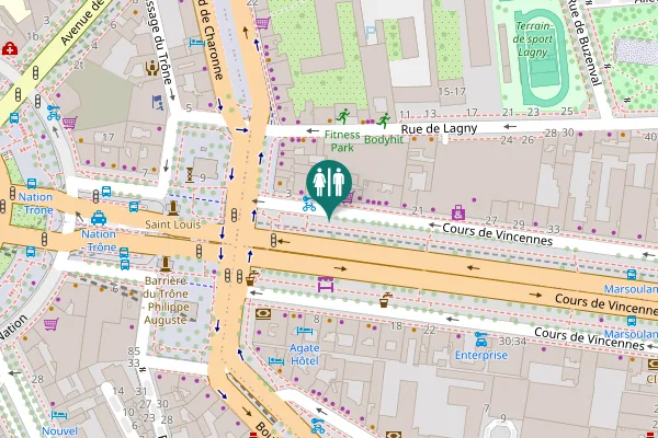 Map showing location of Cours de Vincennes 9;11 Toilet