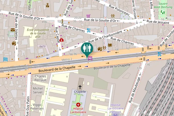 Map showing location of Paris Toilet