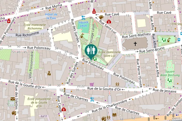 Map showing location of Rue Polonceau 17 Toilet