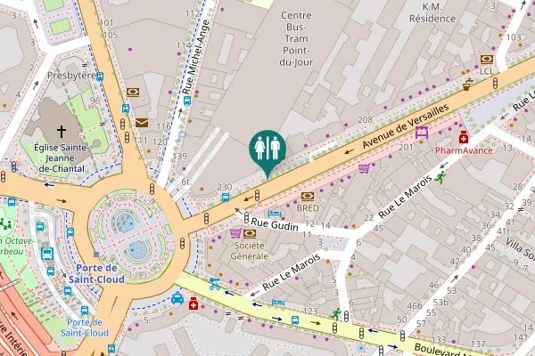 Map showing location of Avenue de Versailles 215 Toilet