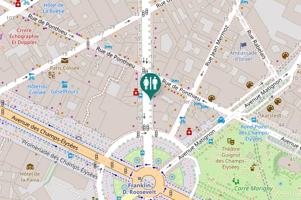 Map showing location of Paris Toilet