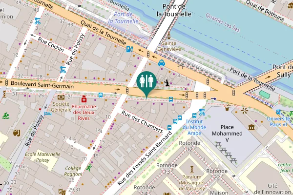 Map showing location of Boulevard Saint-Germain 7 bis Toilet