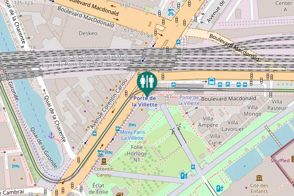 Map showing location of Avenue Corentin Cariou 32 Toilet
