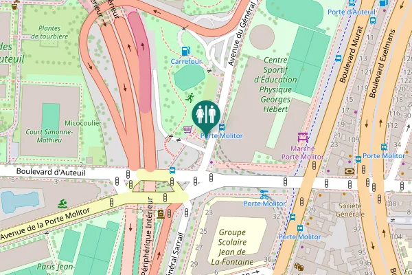 Map showing location of Avenue du Général Sarrail Toilet
