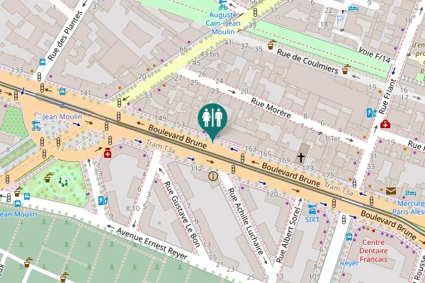Map showing location of Boulevard Brune 159 Toilet