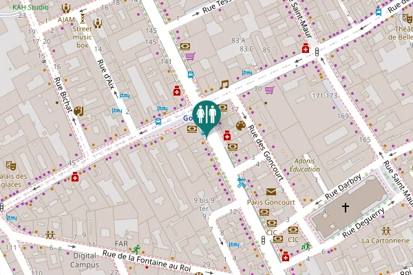 Map showing location of Avenue Parmentier 133 Toilet