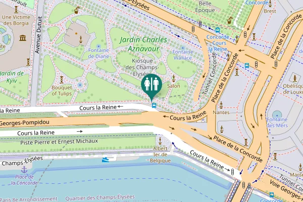 Map showing location of Paris Toilet