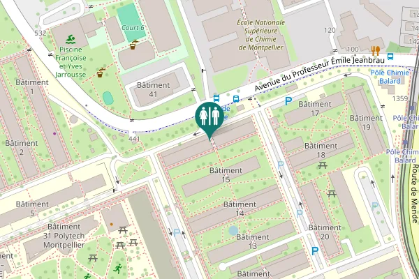 Map showing location of Avenue du Professeur Émile Jeanbrau Toilet