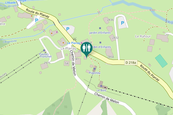 Map showing location of Route du Planay 2956 Toilet