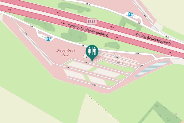 Map showing location of Koning Boudewijnsnelweg Toilet