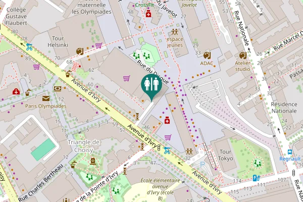 Map showing location of Dalle des Olympiades Toilet