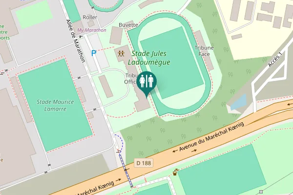 Map showing location of Avenue du Maréchal Kœnig Toilet