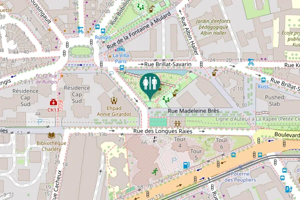 Map showing location of Rue Madeleine Brès 24 Toilet