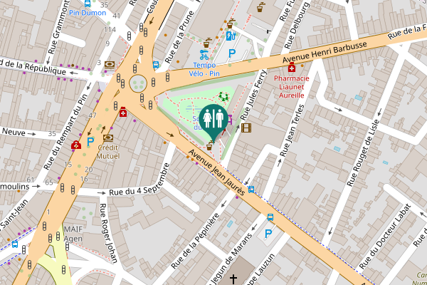 Map showing location of Avenue Jean Jaurès Toilet