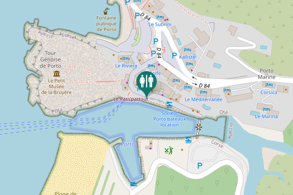 Map showing location of Porto Toilet
