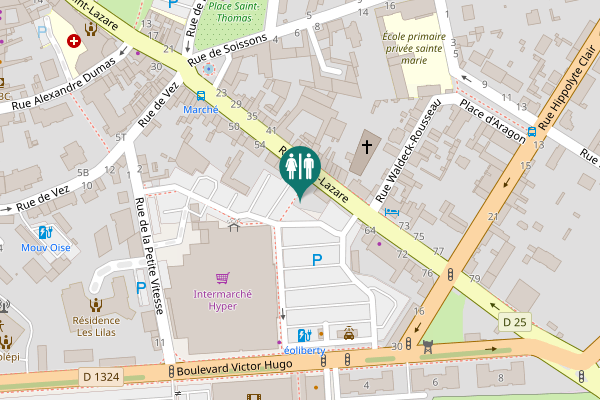 Map showing location of Rue Saint-Lazare 53 Toilet