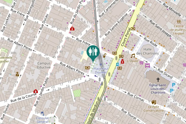 Map showing location of Place Paul Doumer Toilet