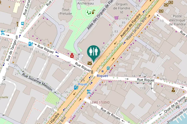 Map showing location of Avenue de Flandre 69 Toilet