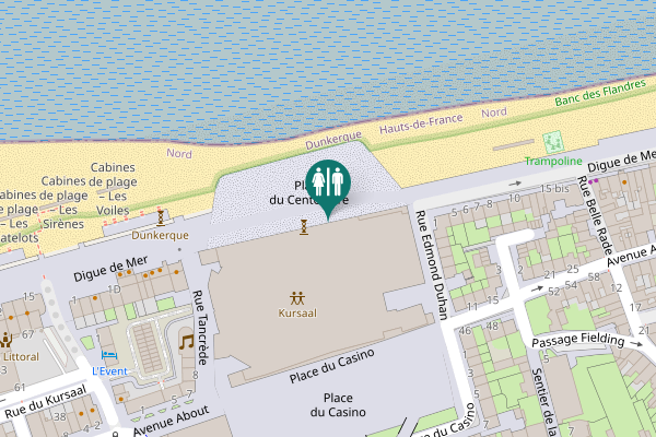 Map showing location of Place du Centenaire Toilet