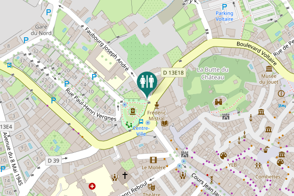 Map showing location of Faubourg Joseph André Toilet