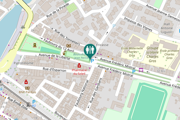 Map showing location of Avenue de la Liberté Toilet