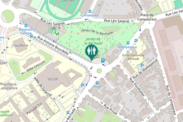 Map showing location of Rue Antoine Bourdelle Toilet