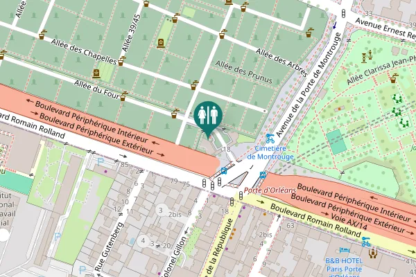 Map showing location of Allée du Four Toilet