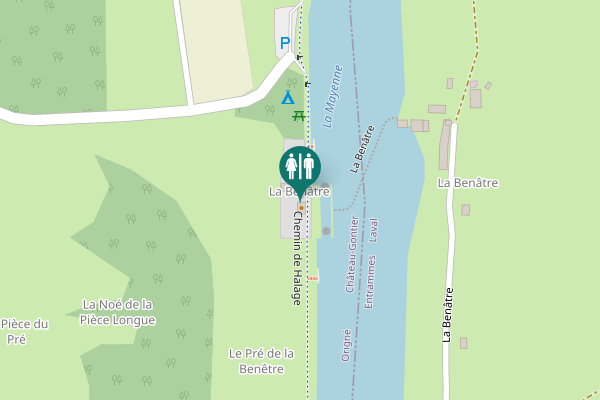 Map showing location of Chemin de Halage Toilet