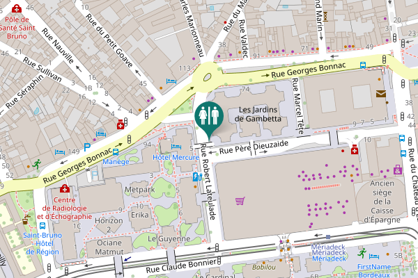 Map showing location of Les Jardins de Gambetta Toilet