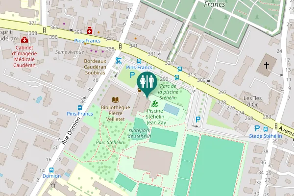 Map showing location of Avenue du Maréchal de Lattre de Tassigny 200-288 Toilet