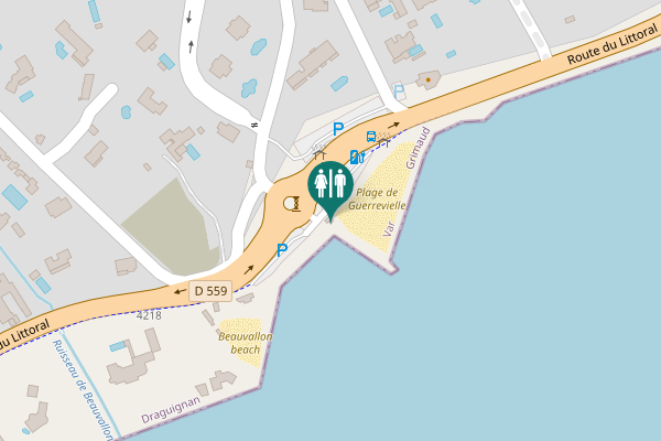 Map showing location of WC - Plage De Guerrevieille