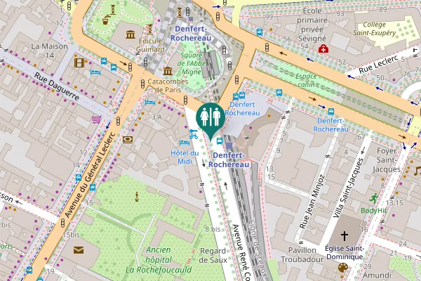Map showing location of Paris Toilet