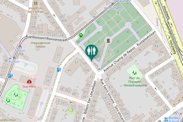 Map showing location of Evere Toilet