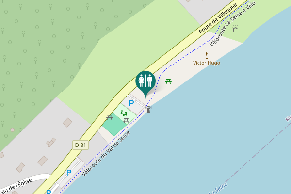 Map showing location of Véloroute du Val de Seine Toilet