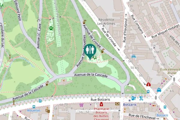Map showing location of Avenue des Alouettes Toilet