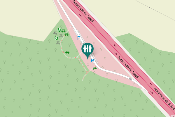Map showing location of Autoroute du Soleil Toilet