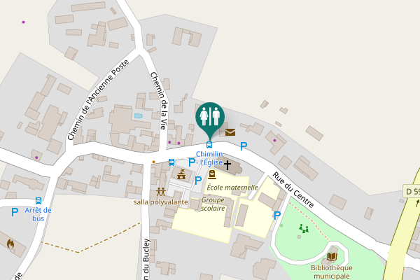 Map showing location of Rue du Centre Toilet